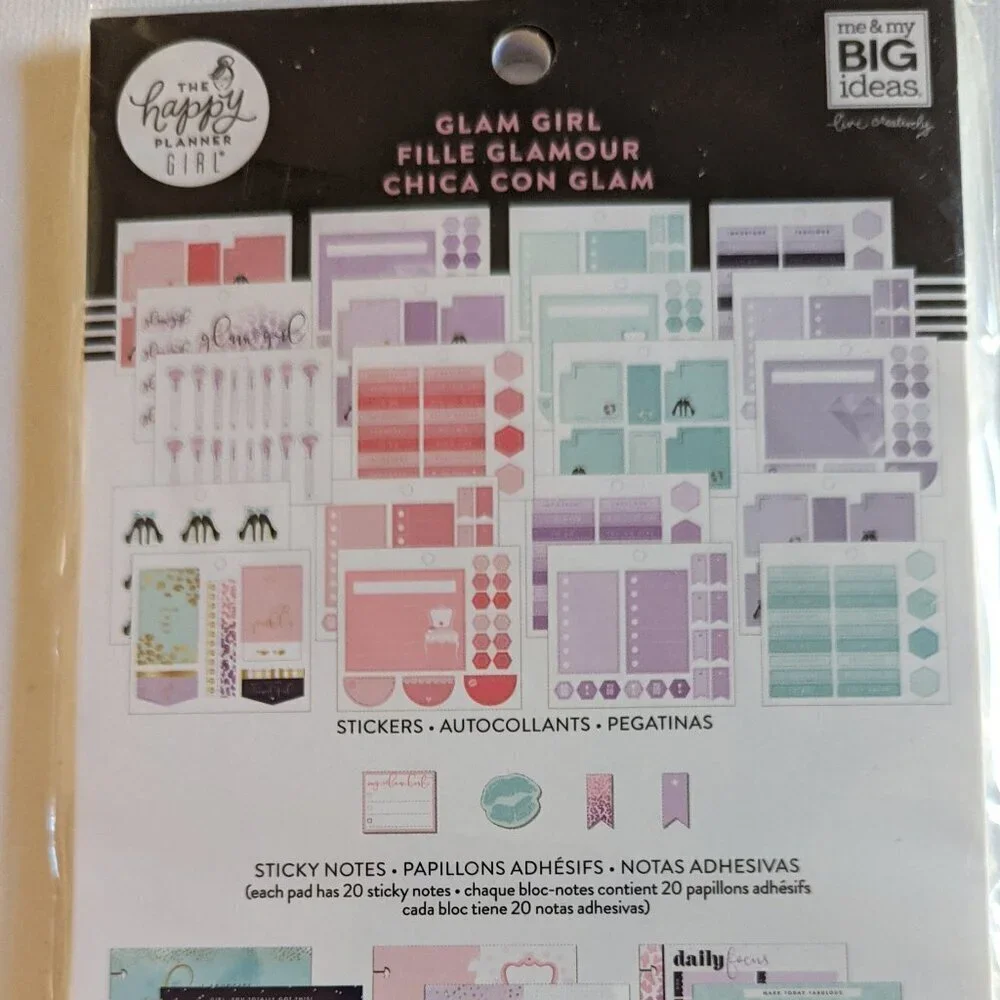 NWT 'Glam Girl' 377 pcs Happy Planner Stickers Multi Pack Sticky Notes Fashion
